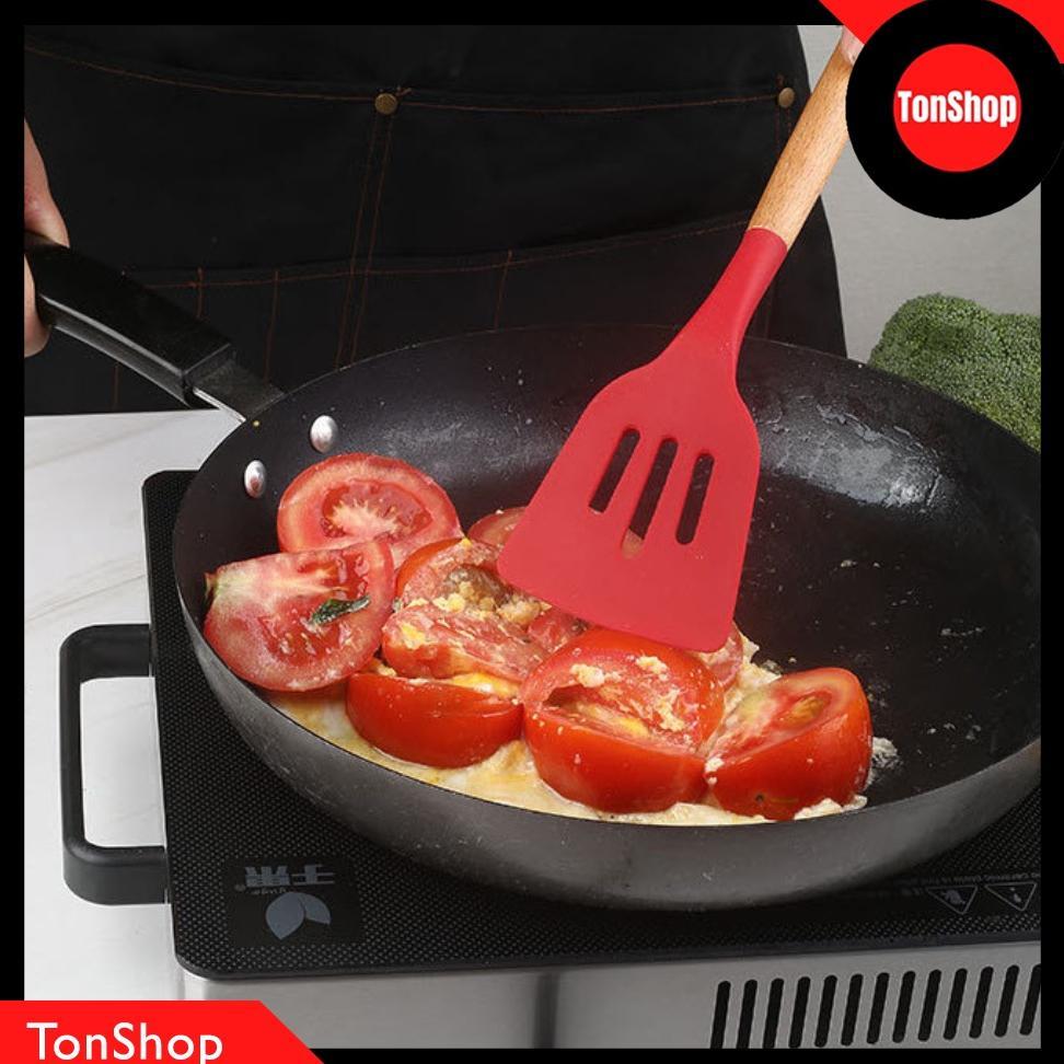 Bisa Cod Sodet Silikon Gagang Kayu / Sodet Silikon Tahan Panas / Spatula Silikon Tahan Panas / Sutil