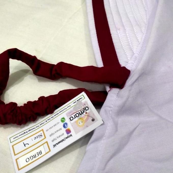Jilbab sekolah SD putih merah bahan adem (katun)