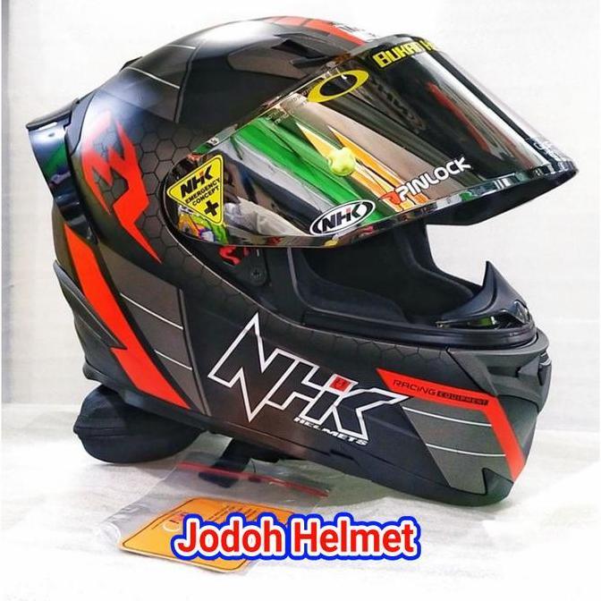 NHK HELM RX9 NAVY BLACK RED DOFF+VISOR IRIDIUM+SPOILER PAKET GANTENG