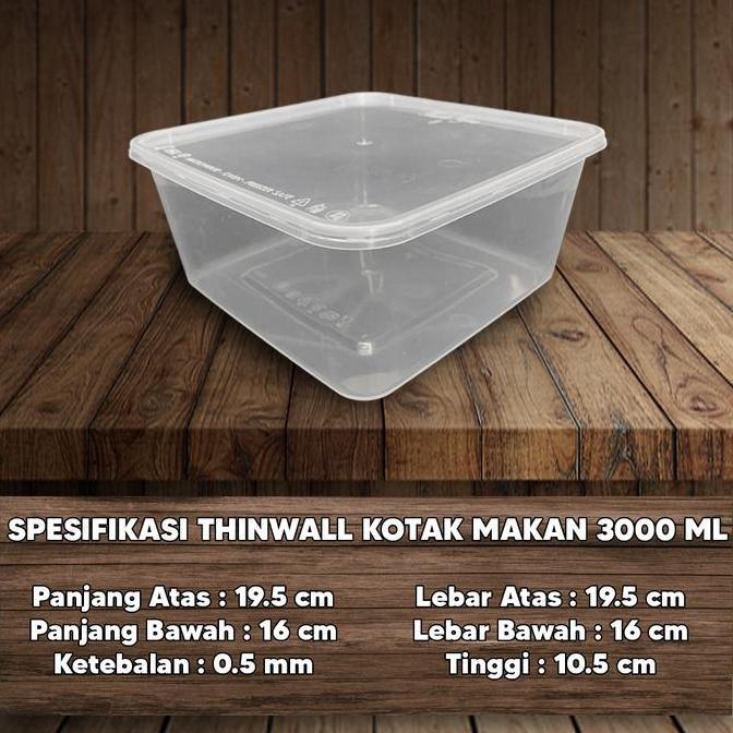 Kotak Thinwall JUMBO 3000ml/Thin Wall Kotak Makanan 3000ml