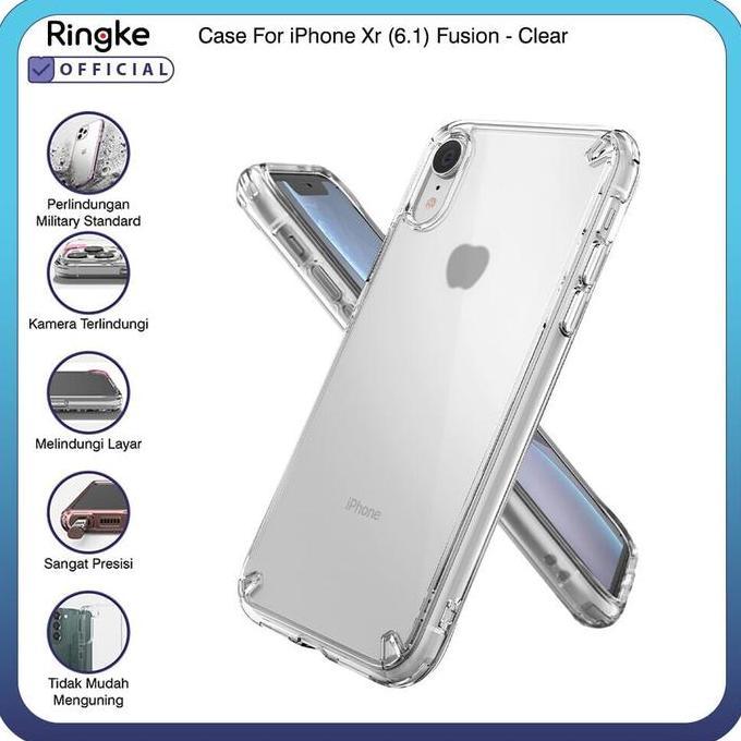 TERMURAH - Ringke Casing Compatible For iPhone Xr (6.1) Fusion Clear Bening Case No Yellowing Tipis 