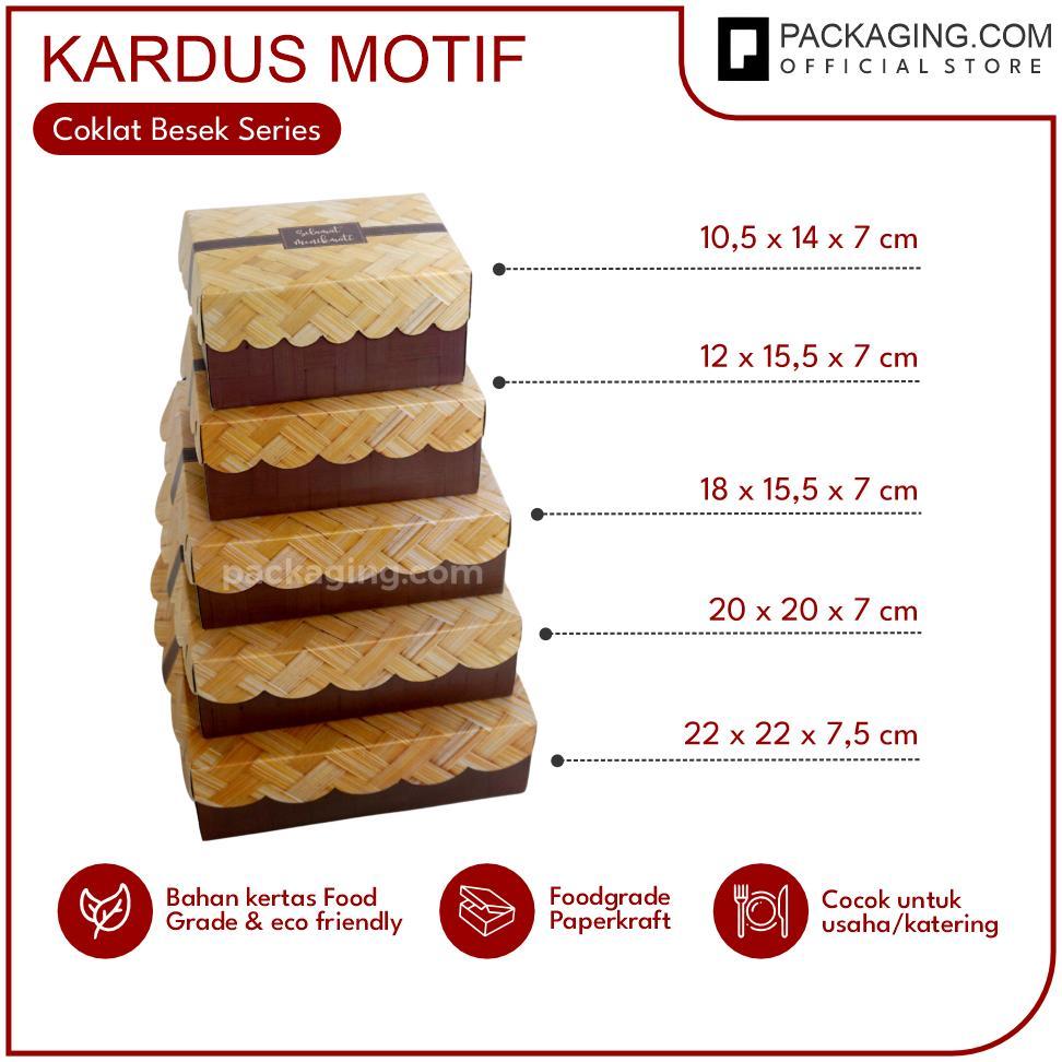 Bisa Cod Kardus Nasi/Box Nasi Kotak Motif Coklat Besek ||