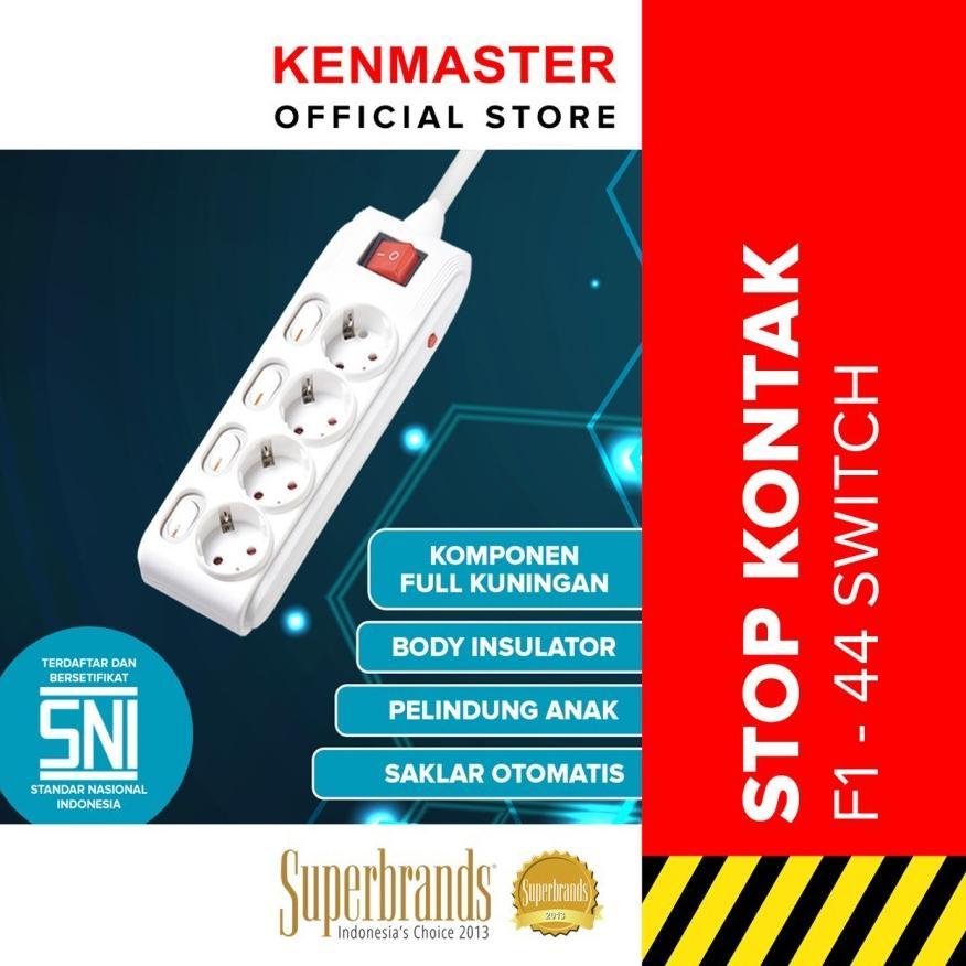 KENMASTER F1 Stop kontak Switch 4 lubang SNI FULL KUNINGAN Stop Kontak