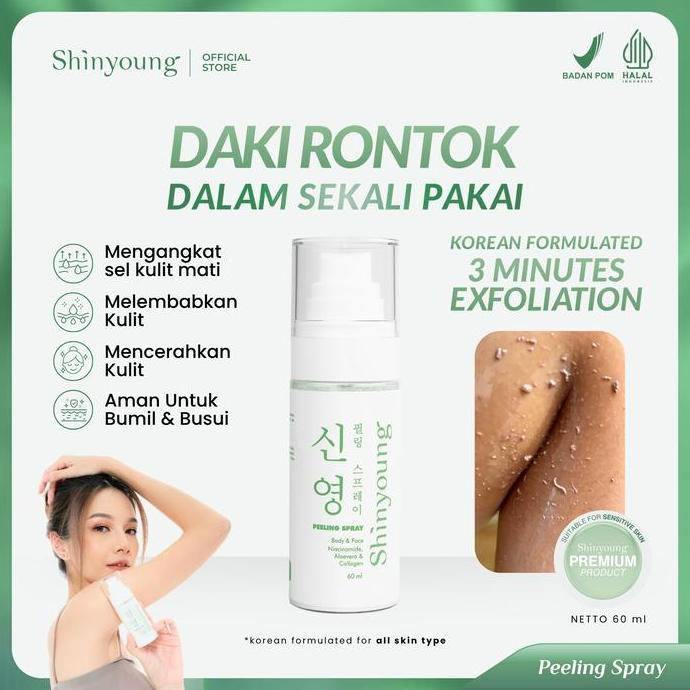 Shinyoung Peeling Spray Penghilang Daki Eksfoliasi Wajah Pembersih Daki dan Kulit Mati Pemutih Leher