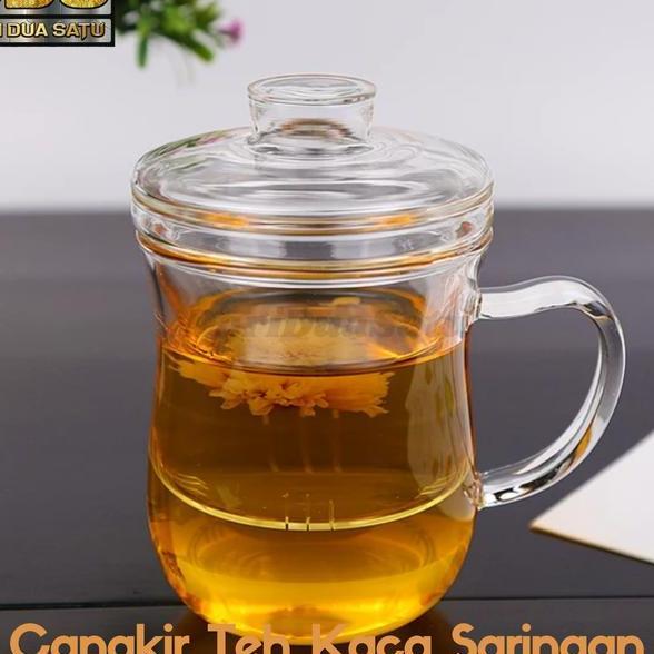 Gelas Cangkir Teh Kaca Tea Cup Mug With Infuser