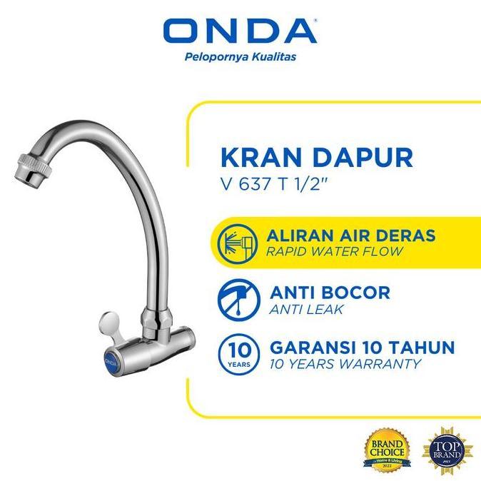 Promo ONDA Kran Wastafel Cuci Piring V 637 T 1/2 In Keran Air Cuci Piring Tembok Stainless Anti Boco