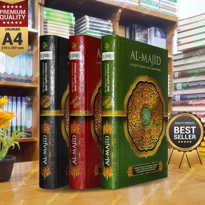 100% Original - Al-Quran Terjemah & Tajwid Berwarna Al-Majid A4 Merah