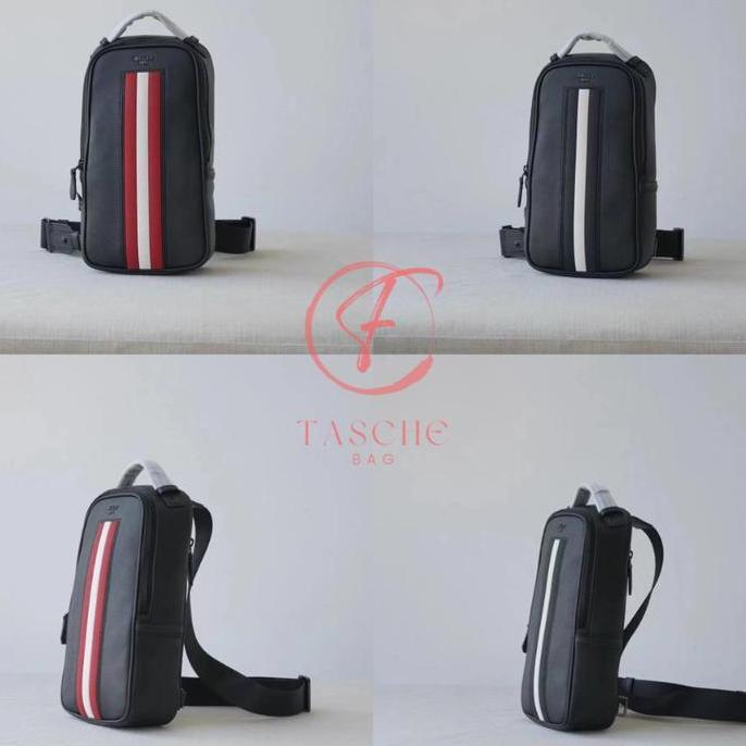 Promo TAS PRIA BALLY SHOULDER BAG TANIS COATED CANVAS SLING BAG BLACK NAVY COD