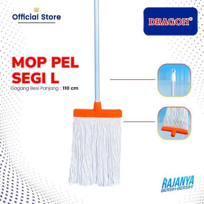 Mop Pel Lantai Kain Katun Segi L Dragon / Kain Pel Lantai Dengan Gagang Besi Segi L Dragon