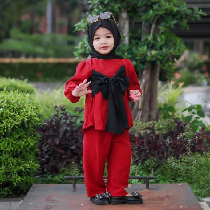 Promo 1-4TH SETELAN ANAK LESTI ONE SET ANAK PEREMPUAN CRINKLE Katun Bayi COD