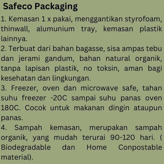 Bagasse Safeco Wide 1350 ML Kotak Tempat Makanan Food Box  Kotak Tempat Makan Packaging Kemasan Kota