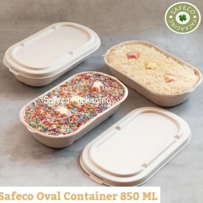 Bagasse 850 ML Lunch box Wheat Straw Bento Food Box Takeaway Box Oval