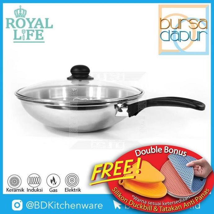 Royal Life Stainless Wok Steamer 28 / Penggorengan + Kukusan