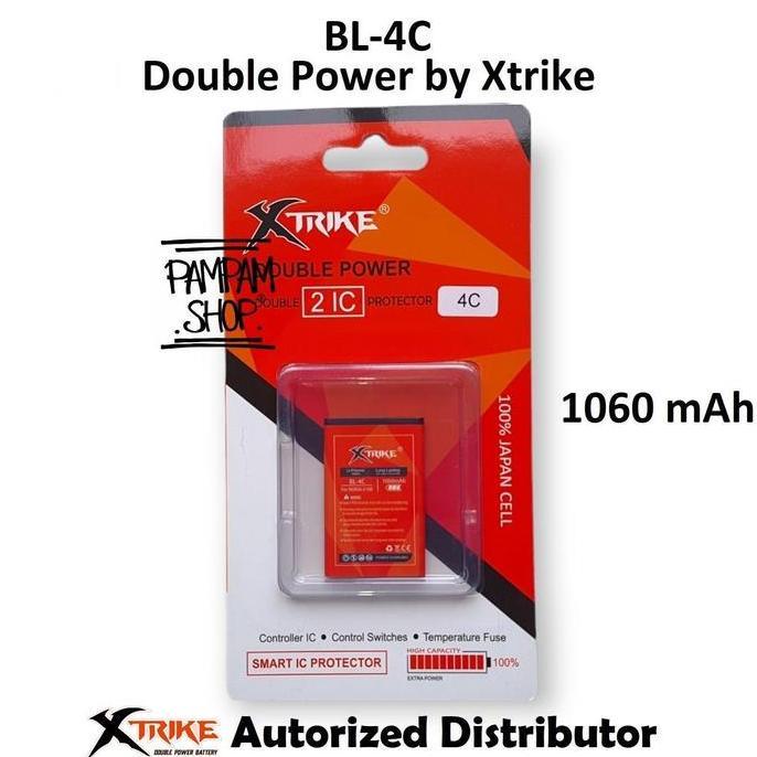 XTRIKE Baterai Double Power BL4C Compatible For Nok BL-4C BL4C BL 4C 1202 1661 2650 3500 6100 6300 X