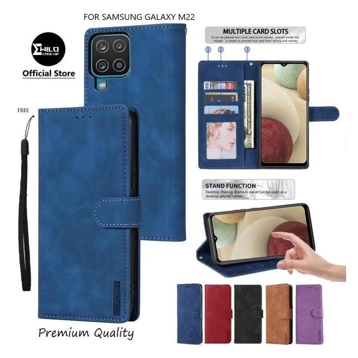 DV250 - CASE HP UNTUK SAMSUNG GALAXY M22 FLIP LEATHER CASE PREMIUM-FLIP WALLET CASE KULIT UNTUK SAMS