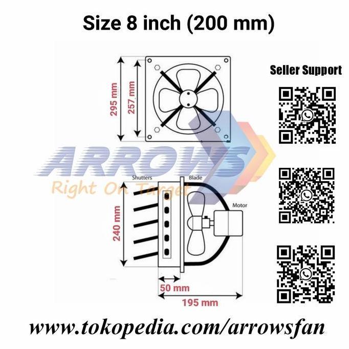 Promo Exhaust Fan Shutter 8 Inch 220V Wall Exhaust Fan 8 Inch 220V Wall Fan Cod