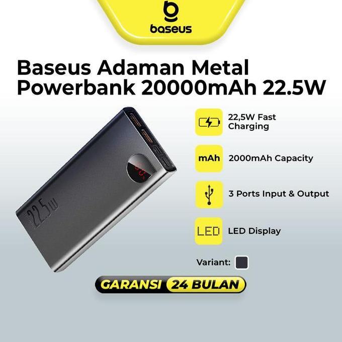 Baseus Adaman Powerbank Metal Digital Display Quick Charge 20000mAh