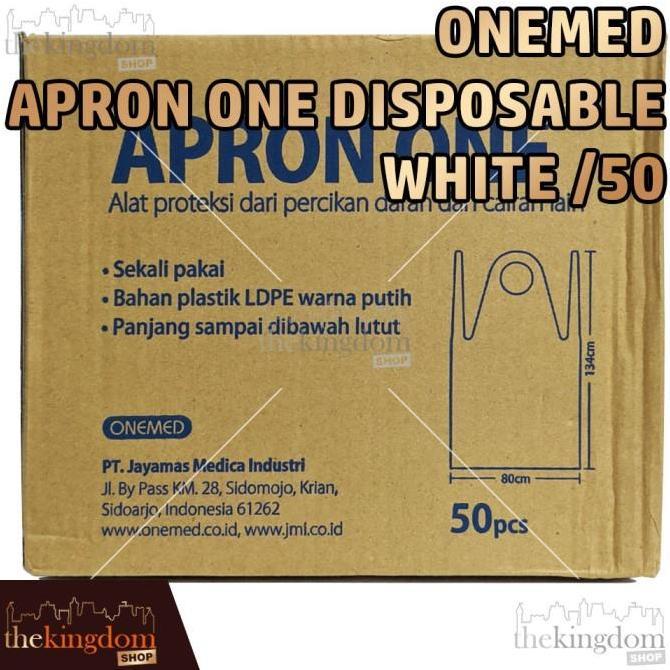 Onemed Apron One Disposable White /50 Celemek Plastik Medis