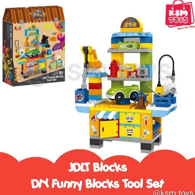 Mainan Edukasi JDLT Funny Blocks Tool Set 92pcs block bengkel mobil