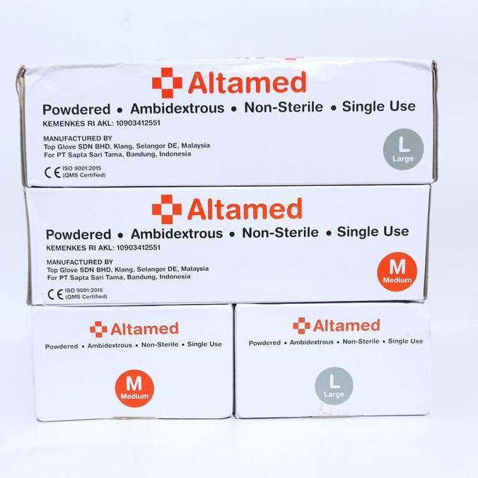 Altamed Sarung Tangan Latex Box Isi 100 Pcs / Altamed Latex Gloves 100