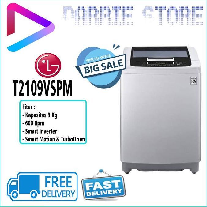 TERBARU - LG T2109VSPM MESIN CUCI 9 KG TOP LOADING WASHER T2109 2109VSPM