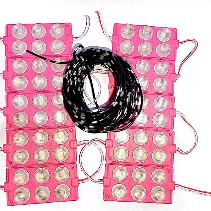 Promo Paket Lengkap 10 Buah Lampu Led 6 Mata 2X3 Dan Kabel Bintik 10 Meter Lampu Kolong Variasi 12 V