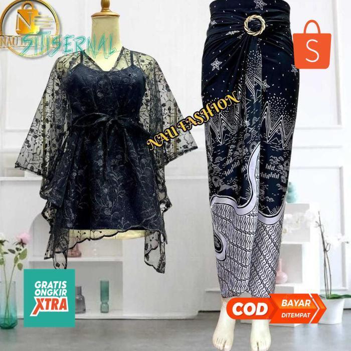 Oz67 se-7 Outfit Atasan Fashion Satu Set Outer brokat cape Brokat Crop Kondangan Pesta seragaman Sal