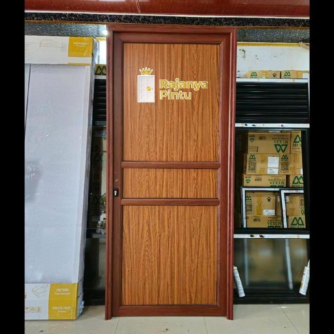 Pintu Aluminium Modern-Happy Door-AMD 09 UK-Panel ACP Double Side-Urat Kayu [terbaik]