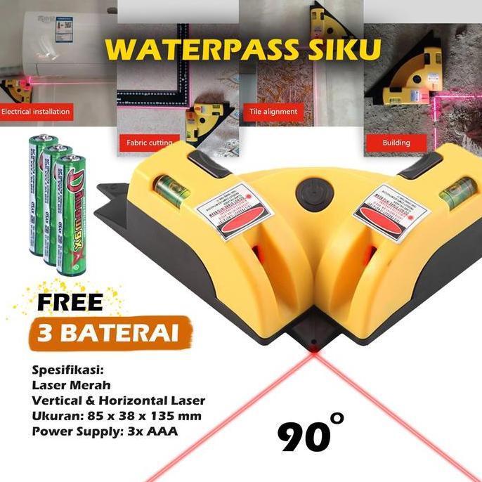 Alat Ukur Sudut Siku Kelurusan Lantai Permukaan 90 Derajat Waterpass Siku - Laser Untuk Pasang Keram