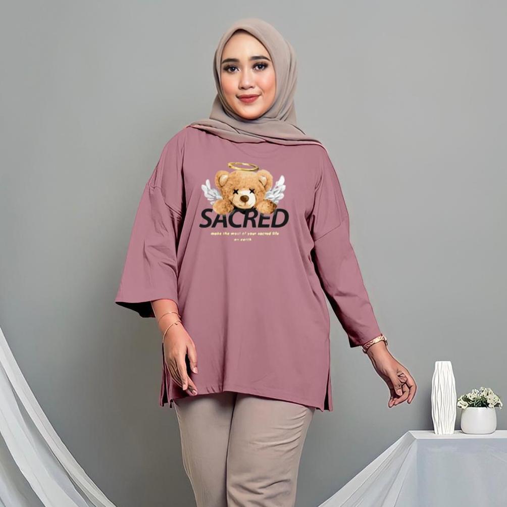 Fuz-611 Kemeja Wanita Korea Style Oversize Kaos Layla Wanita Oversize Ld 120Cm - Ld 140Cm/Kaos Wanit