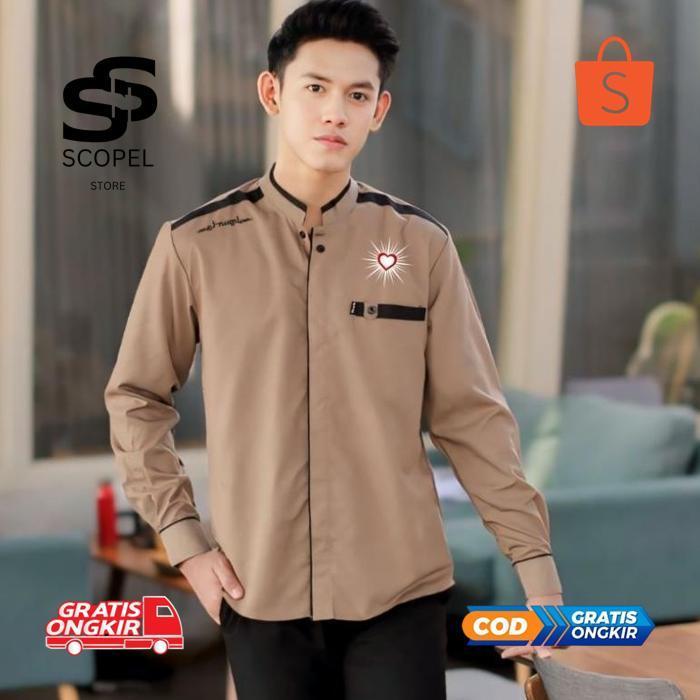 Me41 IQR-914 Baju Koko putih Hati bersinar Lengan panjang Koko Psht Koko Hati Bersinar Rrcloth Murah