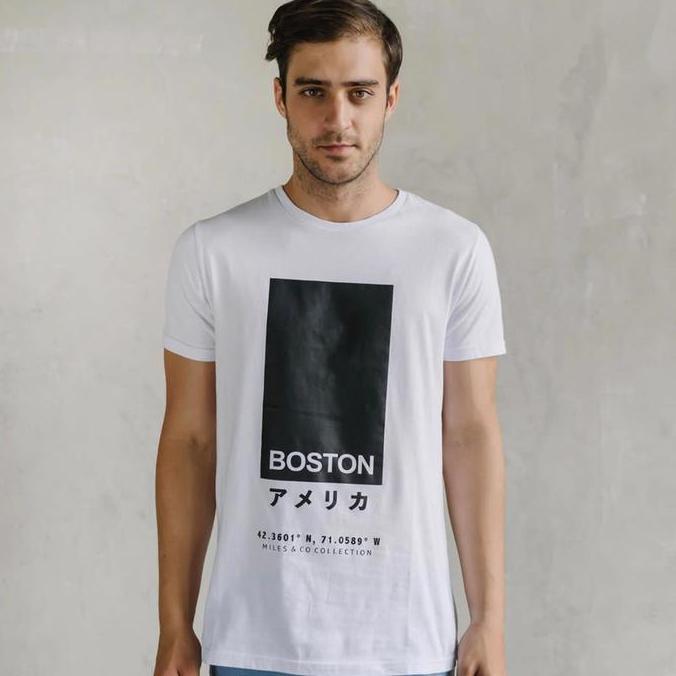 SALE T-shirt Premium Miles&co - Boston Putih