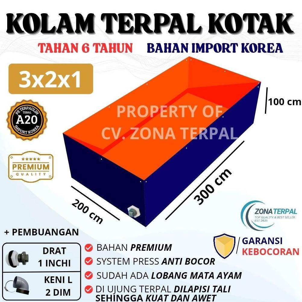 PROMO Terpal Kolam Terpal ikan kotak A20 300x200x100 / 200x300x100 / 3x2x1 / 2x3x1 Kolam terpal buat