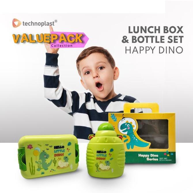 Technoplast Happy Dino Value Pack Set Tempat Makan & Minum