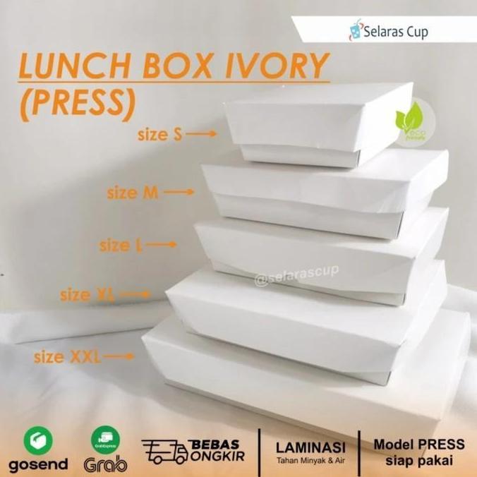 paper lunch box ivory laminasi box catering nasi kotak lunchbox custom