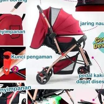 Versi Dasarnina Baby Stroller Kereta Dorong Bayi 3 In 1 Duduk Baring Tidur Roda Merah Stroler U Doro