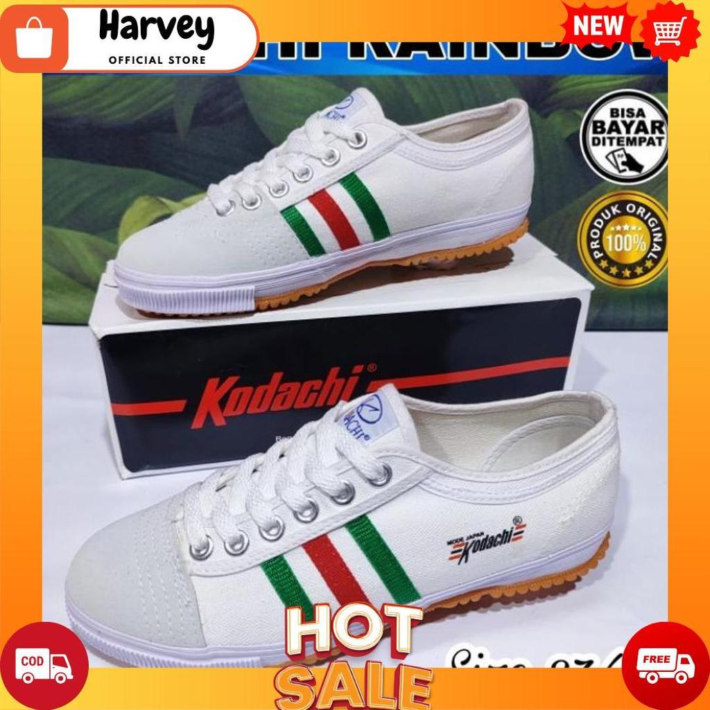 KODACHI SEPATU CAPUNG BADMINTON VOLLY COWOK DEWASA KODACI RAINBOW JADUL PUTIH SOL KARET ANTI SLIP 37