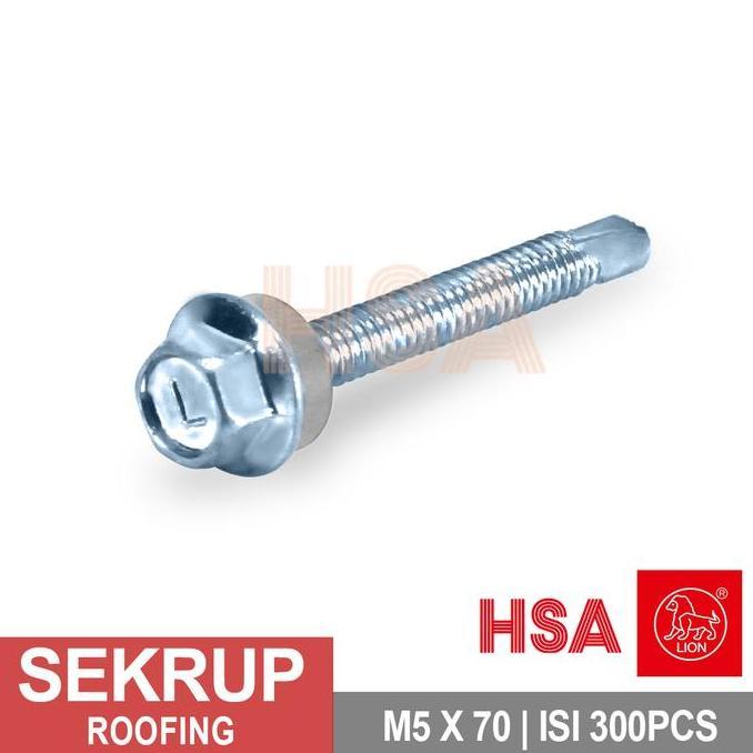 Promo Skrup Roofing Putih / Sds Screw Lion M5 X 70 | Isi 300/Ktk Cod
