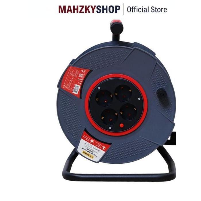 Krisbow 50 mtr Kabel Roll - Abu-Abu Extension Cable Kabel Gulung Power Reel Kabel Listrik Cable Roll