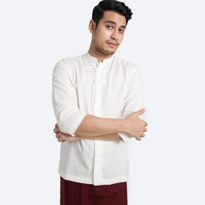 Promo Atasan Pria Putih Kancing Cheongsam Abyad Series COD