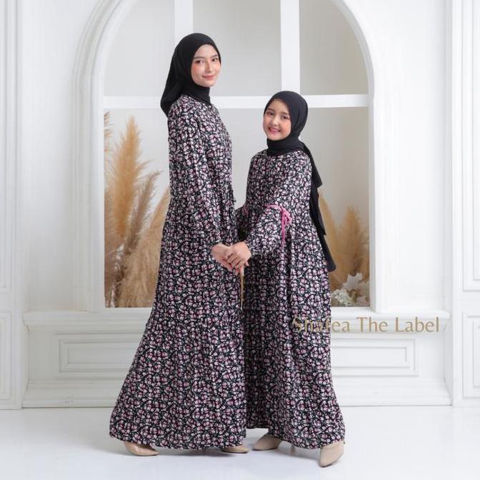 Promo AMEENA DRESS COUPLE MOM AND KIDS BY SHAFEA THE LABEL - GAMIS COUPLE IBU DAN ANAK MOTIF BUNGA -