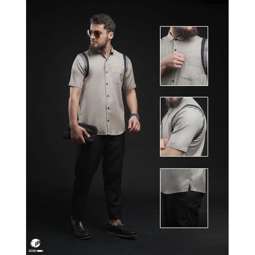 Promo SAMASE Original Kemko Shoulder Stripe Kemeja Koko Trendy U-145P COD