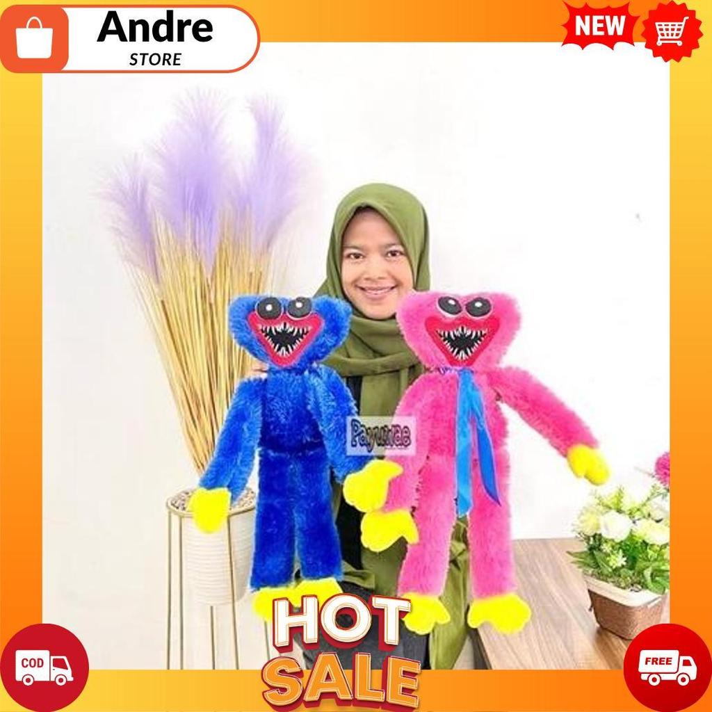 Boneka Huggy Wuggy Tinggi 43CM Kain Bulu Halus Gigi Mata Timbul 3D Harga Termurah Berkulitas COD [K1