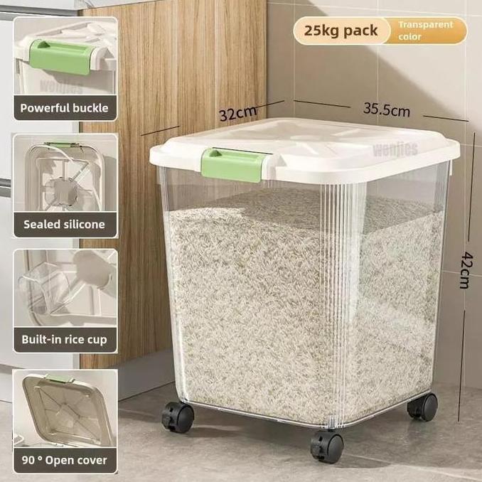 dispenser beras estetik rice box 25kg tempat beras 5 kg aesthetic  tempat beras aesthetic storage te