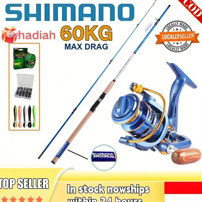 ShimanoSet Pancing Lengkap - Joran 2 Bagian Portable & Reel Berputar Cocok Untuk Pancing Laut Alat U