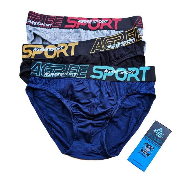 Promo Cd Pria Agree Sport 2328 Karet Boxer | Celana Dalam Pria Bahan Katun Lembut isi 3 COD