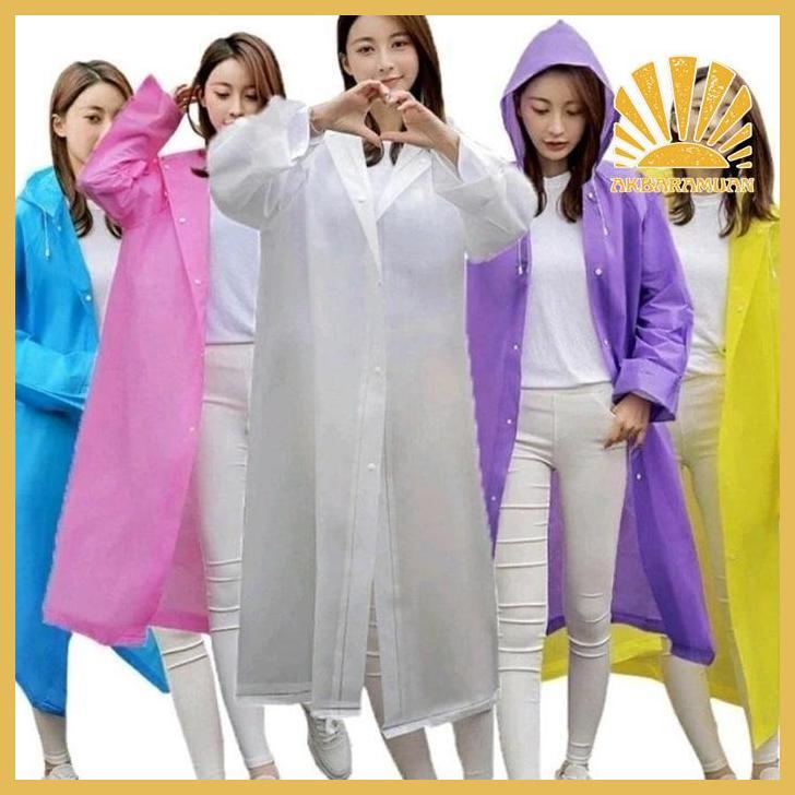 gd-5 sd-46 ISI 3 PCS Jas Hujan EVA Tebal Dewasa Jas Hujan Dewasa Poncho Mantel Hujan Semi Transparan