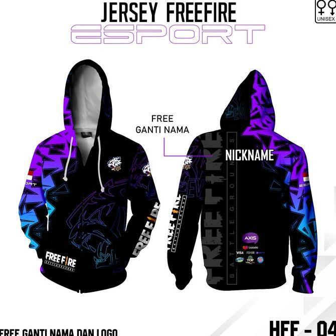 Viral Jersey hoodie zipper sport baju esport gamer ff terbaru