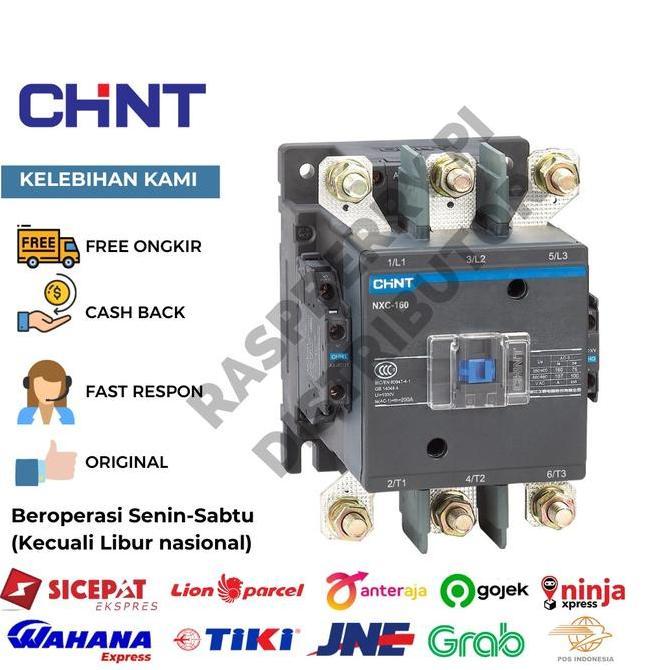 Chint Kontaktor NXC-160 2NO+2NC 3Poles AC-1: 200A, AC-3 (380V) 160A