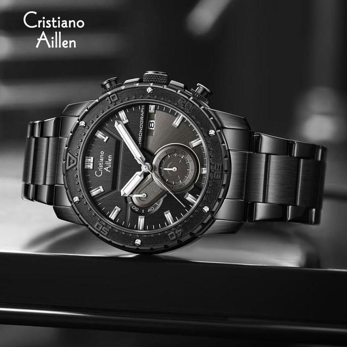 Promo Buy 1 Get 1  Cristiano Aillen Jam Tangan Pria Analog 8900 Rantai Stainless Steel Chronograph K